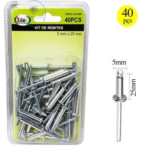 JOGO DE REBITES 40 PEÇAS 5mm X 25mm  (ID-0798R)
