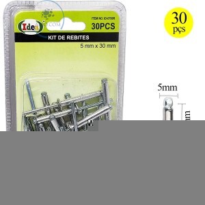 JOGO DE REBITES 30 PEÇAS 5mm X 30mm  (ID-0799R)