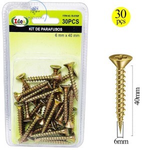 KIT DE PARAFUSOS 30 UNIDADES 6mm X 40mm (ID-0786P)