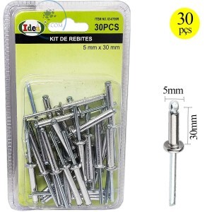 JOGO DE REBITES 30 PEÇAS 5mm X 30mm  (ID-0799R).