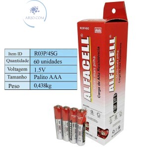 PILHA ALFACELL AAA PALITO COM 60 UNIDADES (R03P/45G)