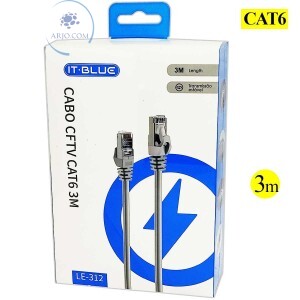 CABO DE REDE CAT-6 RJ45 CRIMPADO 3 METROS (LE-312)