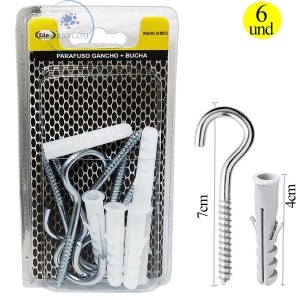 KIT DE PARAFUSO GANCHO + BUCHA 12 UNIDADES (ID-0857C)