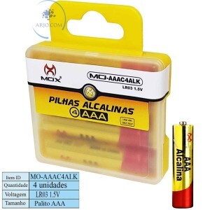 PILHA ALCALINA AAA CARTELA COM 4 UNIDADES (MO-AAAC4ALK)