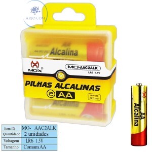 PILHA ALCALINA AA CARTELA COM 2 UNIDADES (MO-AAC2ALK)