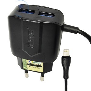 CARREGADOR RÁPIDO PARA IPHONE 02 PORTAS USB 2.4A (LE-242P)