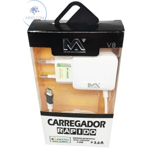 CARREGADOR PARA CELULAR V8 COM DUAS PORTAS USB 3.6A (MAX-CAR67).