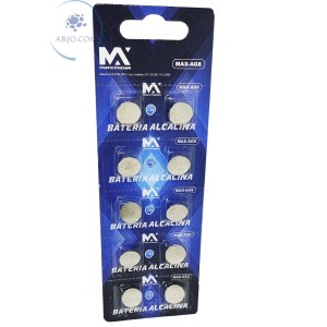 BATERIA AG8 ALCALINA 1,5V CARTELA COM 10 UNIDADES (MAX-AG8)