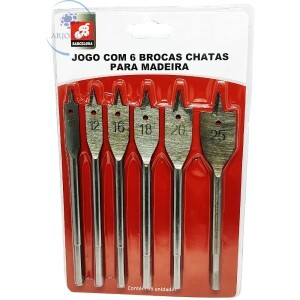 JOGO COM 6 BROCAS CHATAS PARA MADEIRA (BAR-41037-72)