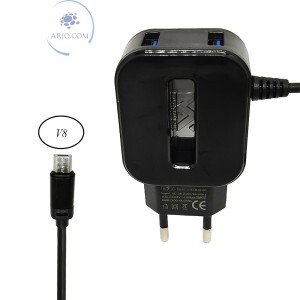 CARREGADOR PARA CELULAR V8 COM DUAS PORTAS USB 3.6A (MAX-CAR83)