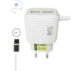CARREGADOR PARA CELULAR TIPO-C COM 2 ENTRADAS USB 3.6A (MAX-CAR134)