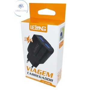 CARREGADOR TOMADA VIAGEM COM 2 PORTAS USB 5.1A (LE-242)