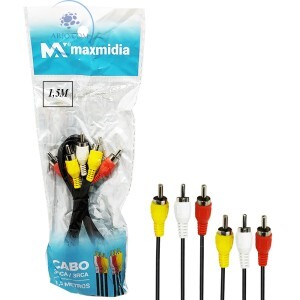 CABO ÁUDIO E VÍDEO 3RCA+3RCA 1,5 METROS (MAX-52806-26)