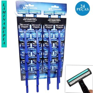 APARELHO DE BARBEAR COM LÂMINA DUPLA 24 UND. (MAX-14093A)