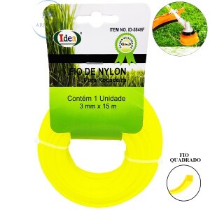 FIO DE NYLON QUADRADO PARA ROÇADEIRA 3mmX15m (ID-5849F)