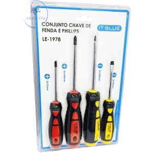 CONJUNTO CHAVE DE FENDA E PHILIPS 4 PEÇAS (LE-1978)