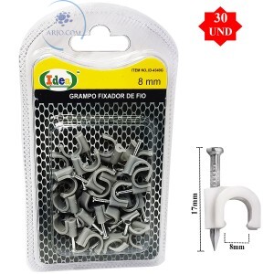 GRAMPO FIXADOR DE FIO 30 UNIDADES 8mm X 17mm (ID-4340G)