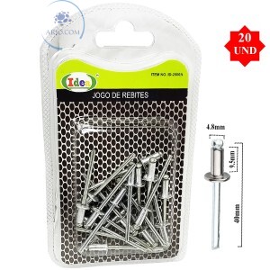 JOGO DE REBITES 20 UNDs 4.8mm (ID-2500A)