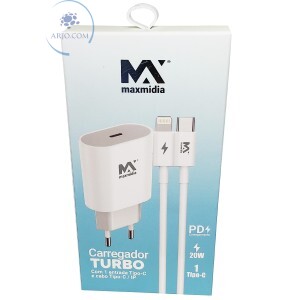 CARREGADOR TURBO COM ENTRADA TIPO-C E CABO TIPO-C/IPHONE 20W (MAX-CAR152)