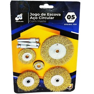 JOGO DE ESCOVA AÇO CIRCULAR COM HASTE (BAR-326005-4)