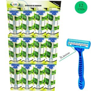 APARELHO DE BARBEAR COM LÂMINA TRIPLA 12 UND (ID-6073B)