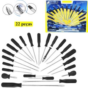 KIT CHAVES DE FENDA E PHILIPS 22 PEÇAS (BAR-58326)