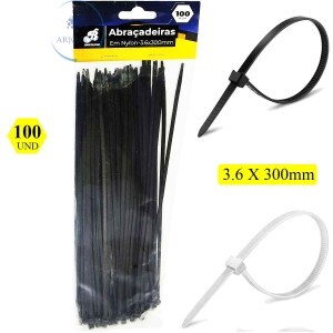 ABRAÇADEIRA EM NYLON 3.6X300mm 100PEÇAS (BAR-34203-10)