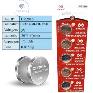 BATERIA 2016 BOTÃO 3V CARTELA COM 5 UNIDADES (MO-2016)