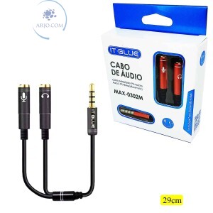 CABO ADAPTADOR P3 MACHO PARA 2 P2 FÊMEA 