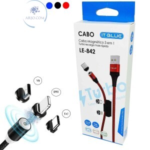 CABO MAGNÉTICO 3 EM 1 TURBO 3.1A (LE-842)