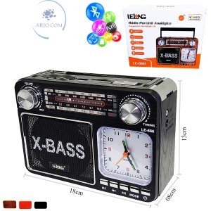RÁDIO RECARREGÁVEL PORTÁTIL ANALÓGICO BLUETOOTH (LE-666)