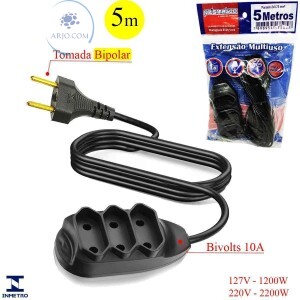 EXTENSÃO ELÉTRICA PRISMATEC DUPLA DE 5 METROS