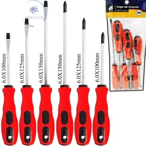 KIT CHAVE DE FENDA E PHILIPS COM 6 PEÇAS (BAR-321001-3)