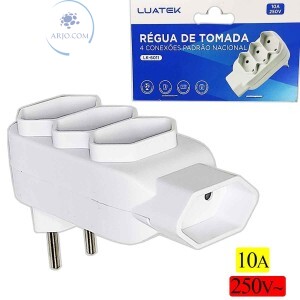PLUG DE TOMADA DUPLA COM 4 CONEXÕES (LK-6011)