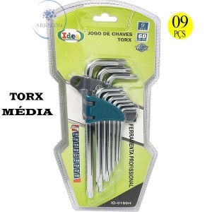 JOGO DE CHAVES TORX 09 UNIDADES MÉDIA ID-0180H)